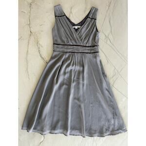 Boden Gray Party/Cocktail Dress Babydoll with Draping & Ribbon Trim Size 4